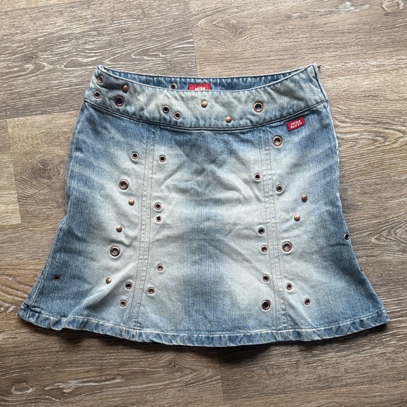 Miss Sixty Dresses & Skirts - Miss Sixty Vintage y2k Light Blue Denim Mini Skirt with Eyelet Details